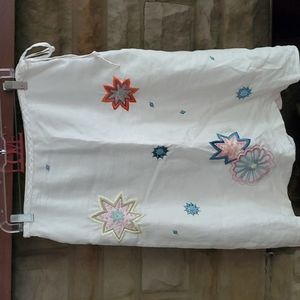 White linen detailed skirt